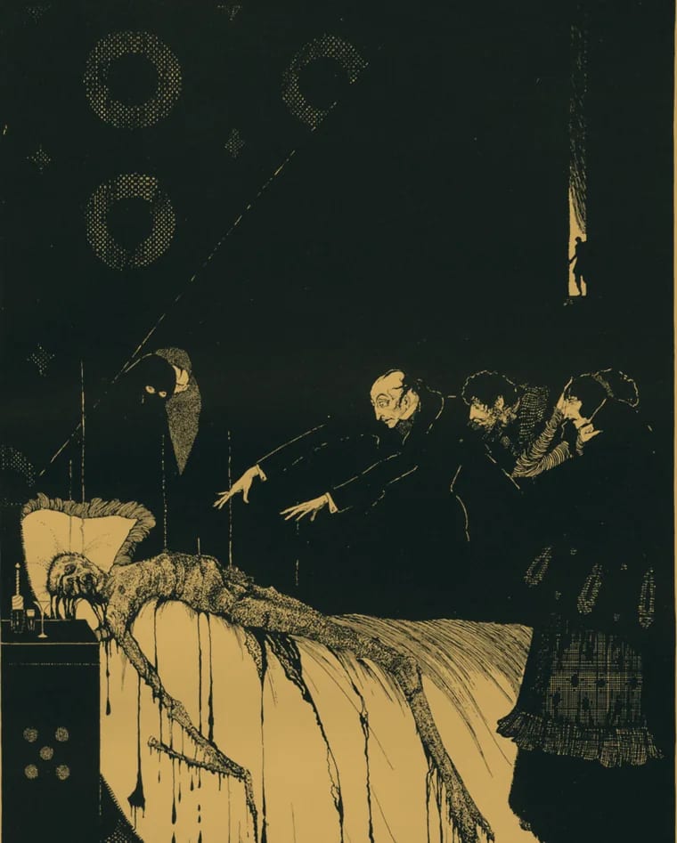 Harry Clarke engraving from Poe’s The Facts in the Case of M. Valdemar